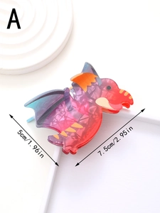 Pinza per capelli a dinosauro pterosauro rosa con misure di 7,5 cm e 5 cm