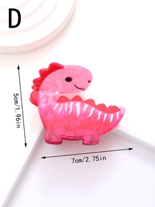 Vista dettagliata della pinza per capelli a dinosauro rosa in acrilico da 7cm e 5cm