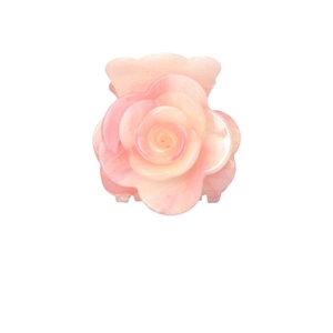 3D layered rose hair claw clip with pink gradient acetate finish for women styling