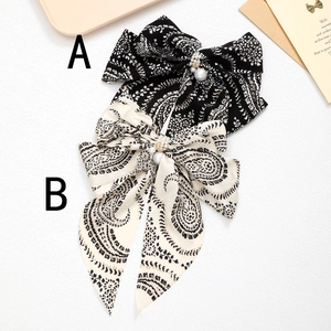 Barrette à cheveux élégante en mousseline paisley avec perles et strass brillants