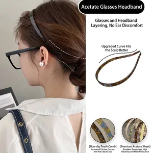 Tortoiseshell acetate non-slip headband designed for women with glasses and comfort fit