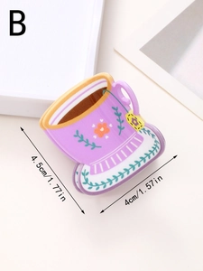 Kreative lila Kaffeetasse Haarklammer mit Blumenmuster und Größenabmessungen