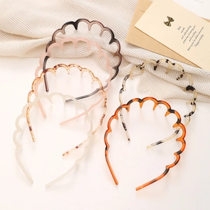 Wavy Non-Slip Headband With Teeth Wide Side Solid Color Tortoise Shell Resin Hair Hoop For Women Daily Face Washing Hair Accessories