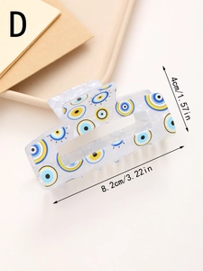 Détails de la pince à cheveux œil protecteur avec finition marbrée et dimensions de 8,2 cm