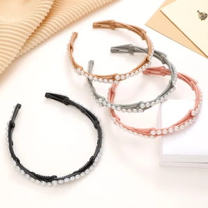 Serre-têtes pliables avec perles antidérapants en noir rose et gris pour femmes voyage