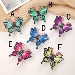 Lot de pinces à cheveux papillon colorées 2024 en six finitions de résine pour la coiffure