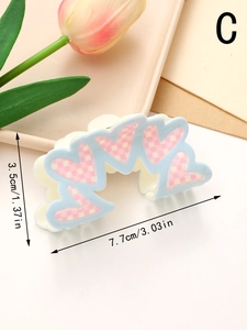 Floral hair claw clip dimensions showing 7.7cm length with pink heart pattern