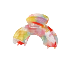 Colorful marble acetate claw clip for high ponytail hairstyles with a glossy finish