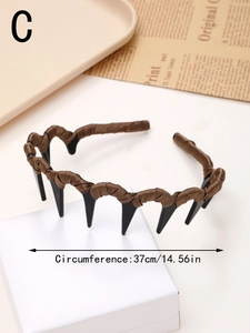 Detail of a brown silk-wrapped wave headband with combs, measuring 37cm in length