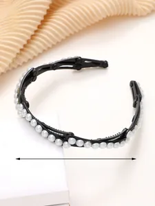 Détail d'un serre-tête pliable avec perles, circonférence de 38 cm pour coiffure