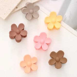 Set di 6 fermagli per capelli a fiore opaco in colori vivaci come giallo e rosa