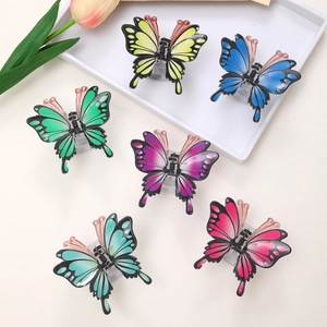 Pince à Cheveux Papillon Colorée en Plastique Résine Dégradé Style Forêt Pince Décorative pour Femmes Accessoires Coiffure Quotidiens