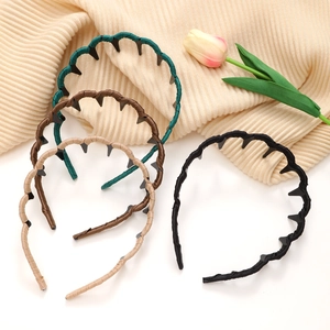 Women Wave Non-Slip Headband With Teeth High Cranial Top Design Fabric Wrapped Plastic Headband For Face Washing Daily Hair Accessory