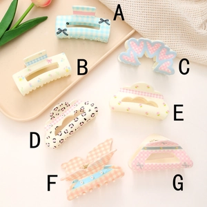 Chic floral and plaid acrylic hair claw clips in various shapes for women and girls