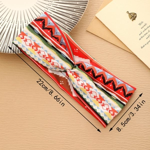 Detail view of Bohemian floral wide headband showing 22cm length and 8.5cm width dimensions