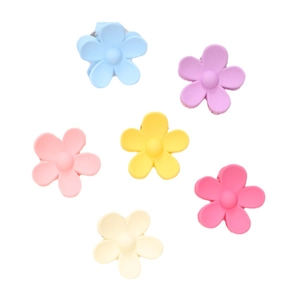 Set di 6 mollette per capelli a forma di fiore opaco in vari colori pastello macaron