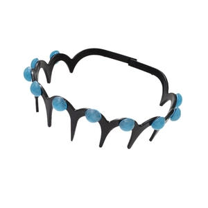 Cerchietto ondulato nero con perle blu glitterate e dentini a pettine antiscivolo