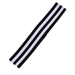 Bandeau de sport élastique noir avec deux rayures blanches pour fitness et loisirs