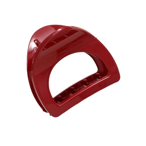 Glossy dark red D-shaped hair claw clip for high ponytail styling on white background