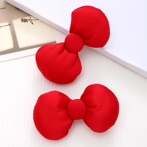 Cute Red Bow Hair Clips For Women Girls Sweet Handmade Fabric Side Clips Versatile Fashion Hair Accessories