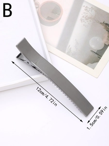 Vue détaillée d'une grande pince à cheveux gunmetal avec dimensions 12cm et dents