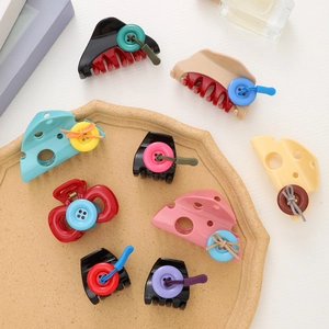 Cute button cheese style hair clips in various colors for stylish women ponytails