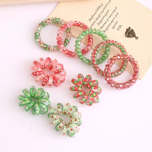 Chouchous Spirale de Noël Plastique Résine Festif Père Noël Flocon de Neige Motif Ligne Téléphonique Anneaux Cheveux Bandeaux Élastiques