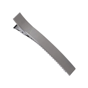 Pince à cheveux longue en métal gris foncé avec dents antidérapantes style minimaliste