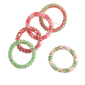 Lot de 6 chouchous spirales de Noël rouges, verts et blancs avec motifs de fête variés