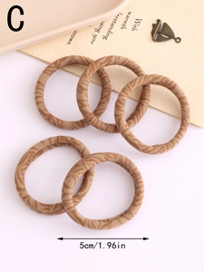 Brown leopard pattern elastic hair ties set with 5cm diameter measurement detail