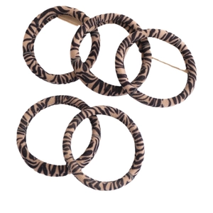 Five-piece set of durable leopard print elastic hair ties with thick fabric wrapping
