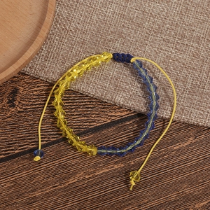 Bracelet Perles Pierre Naturelle Bleu Jaune Tissé À La Main Cordon Réglable Pour Femmes Hommes Bijoux Minimalistes Cadeau