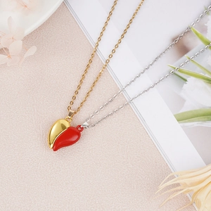 Magnetic Couple Heart Necklace Set Alloy Splicing Arrow Through Heart Pendant Stainless Steel Chain Valentine Jewelry Gift