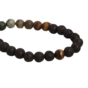 Handgemaakte 8mm kralenarmband met lavasteen en tijgeroog natuursteen voor heren