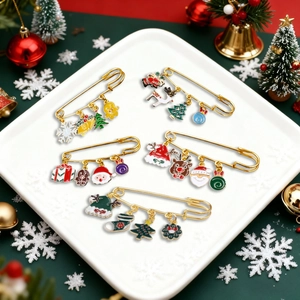 Alloy Enamel Christmas Brooch Pin For Women Festive Santa Claus Elk Christmas Tree Bell Snowflake Gift Clothing Accessory
