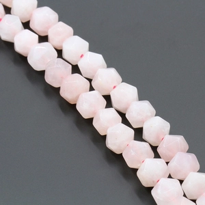 Faceted rose quartz natural stone beads for DIY jewelry making in soft pink tones