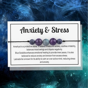 Heilstein-Armband mit Amethyst, Sodalith und Labradorit gegen Angstzustände und Stress