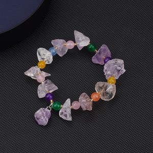 Bracciale in Fosfosiderite Naturale Pietra Grezza per Donna Lega Lavanda Multicolore Geometrico Gioielli Fatti a Mano Ciondolo Regalo