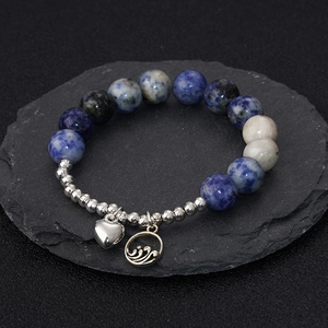 Bracelet en Perles de Pierre Naturelle Avec Pendentifs Cœur Et Vague en Alliage Bijoux Style Bohème Ethnique Pour Homme Femme Couple