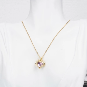 Luxury Titanium Steel Heart Necklace For Women Colorful Ocean Crystal Rhinestone Clavicle Chain Romantic Jewelry Gift Girlfriend
