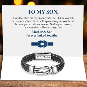 Men's Braided Leather Bracelet With Stainless Steel Magnetic Clasp Infinity Knot Fashion Woven Jewelry Gift For Son Grandson