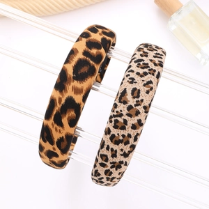 Vintage Leopard Print Wide Brim Hair Band For Women Handmade Fabric Padded Headband Retro Fashion Hair Accessories Gift