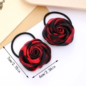 Retro leopard print rose hair scrunchies with durable high elasticity black rubber bands