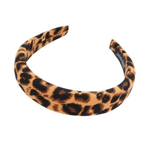 Classic leopard print wide headband with handmade label and high-top vintage design