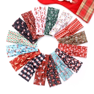 Christmas Printed Cross Sweat-Absorbing Headband For Women Yoga Running Sports Workout Twist Knot Hair Band Festival Decor