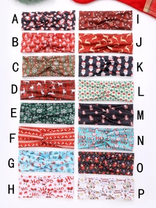 Matrix showing 16 patterns of Christmas knot headbands with reindeer and snowflakes