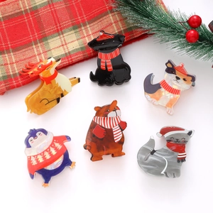 Molle per Capelli in Acetato a Forma di Animali di Natale Renna Pinguino Gatto Orso Cane Modello Festivo Lacciato per Donna Festa