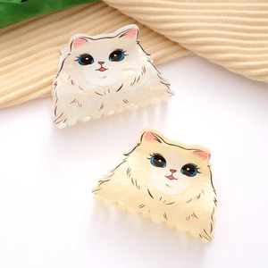 Cute Cat Shaped PVC Hair Claw Clip For Women Iridescent Finish Sweet Animal Design Shark Clip Fashion Hair Accessories