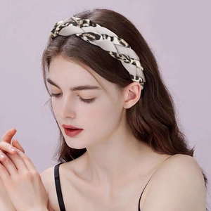 Fashion braided leopard print headband for women with stylish bohemian twisted design