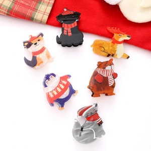 Set pinze per capelli natalizie da 5cm con simpatici motivi animali gatto e cane